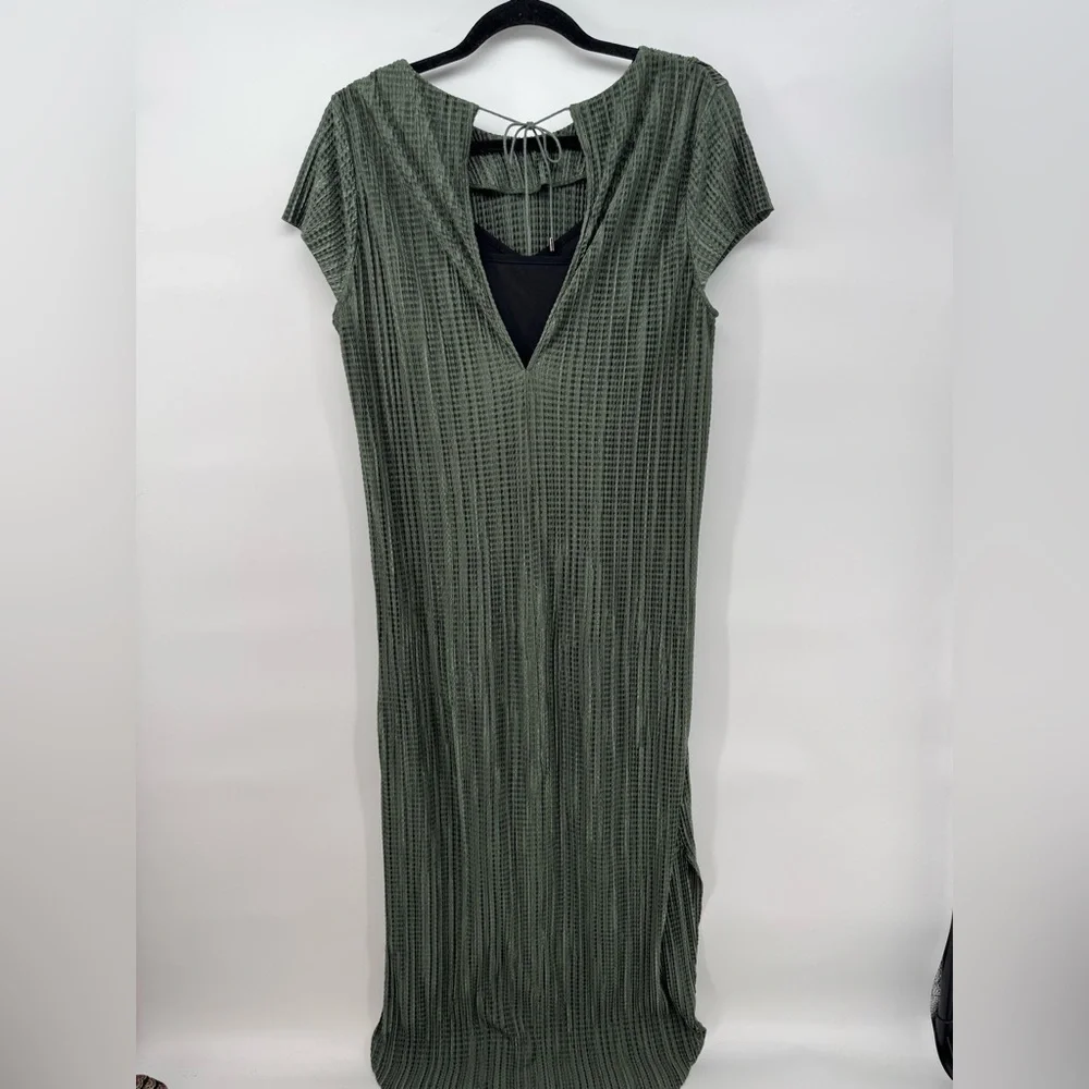 Sabina Musayev Anthropologie Textured Renaissance Green Maxi Dress Tie Closure - Picture 4 of 9